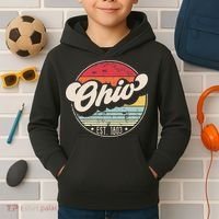 Retro Ohio Home State Oh Cool 70s Style Sunset Kids Hoodie thumb 2