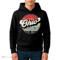 Retro Ohio Home State Oh Cool 70s Style Sunset Kids Hoodie thumb 4