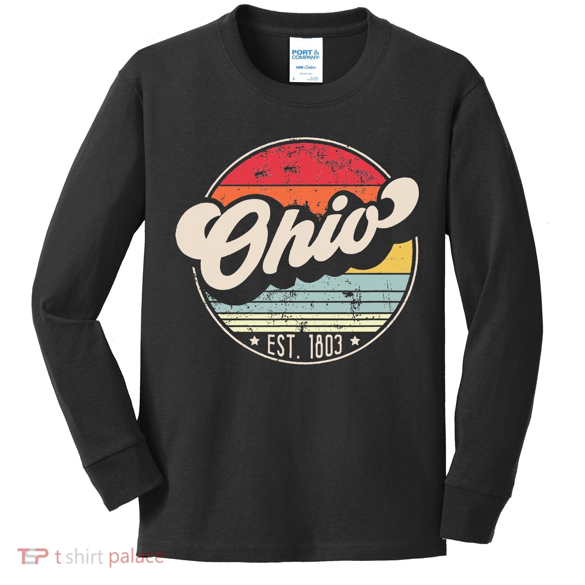 Retro Ohio Home State Oh Cool 70s Style Sunset Kids Long Sleeve Shirt