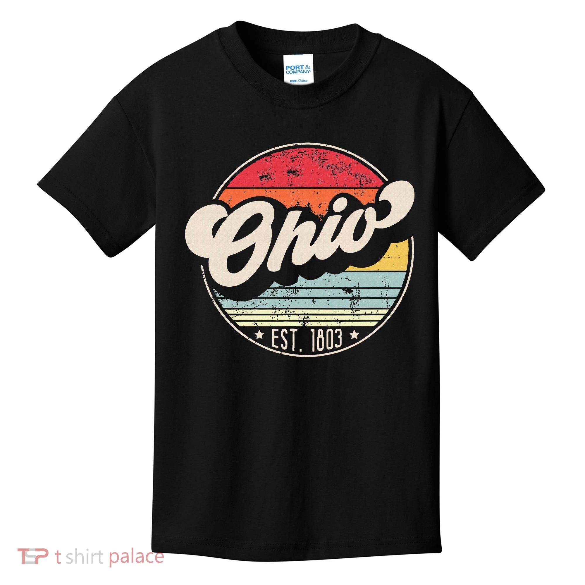 Retro Ohio Home State Oh Cool 70s Style Sunset Kids T-Shirt