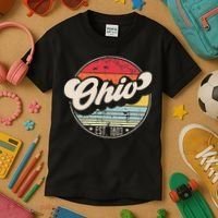 Retro Ohio Home State Oh Cool 70s Style Sunset Kids T-Shirt thumb 3
