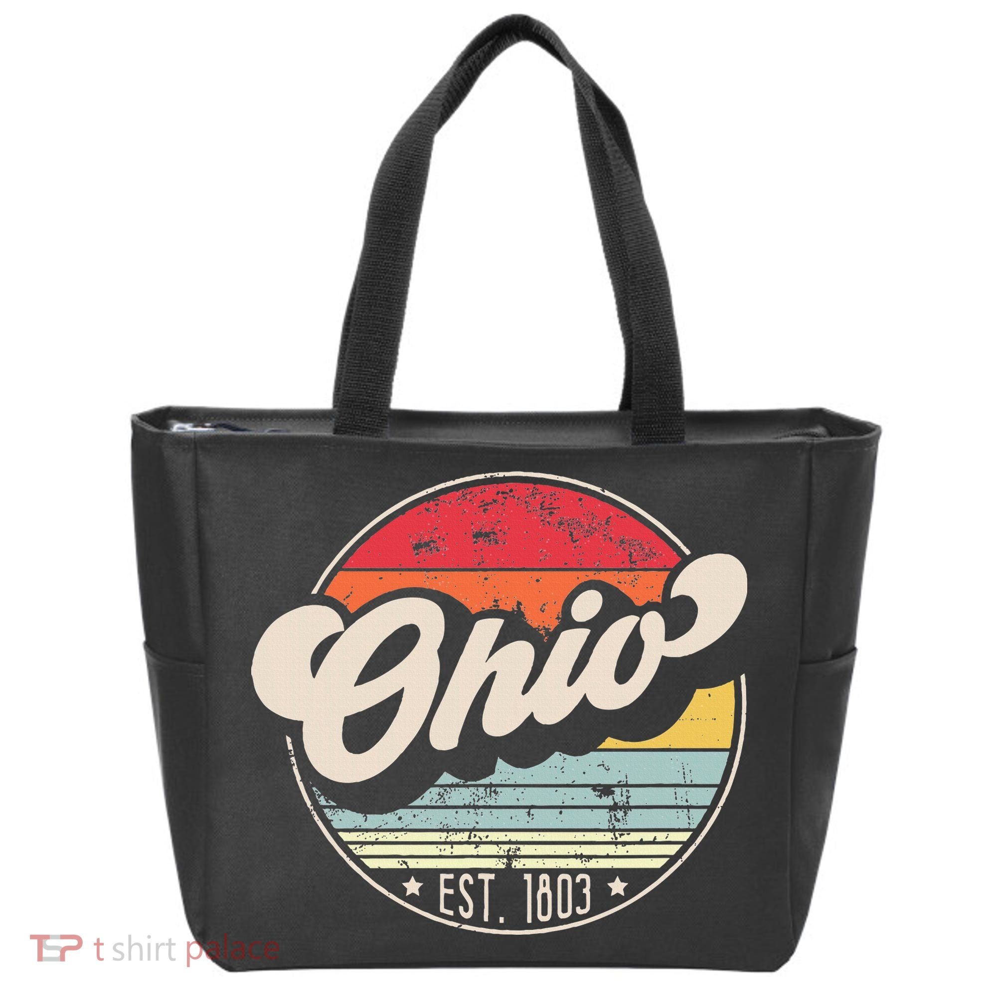 Retro Ohio Home State Oh Cool 70s Style Sunset Tote Bag