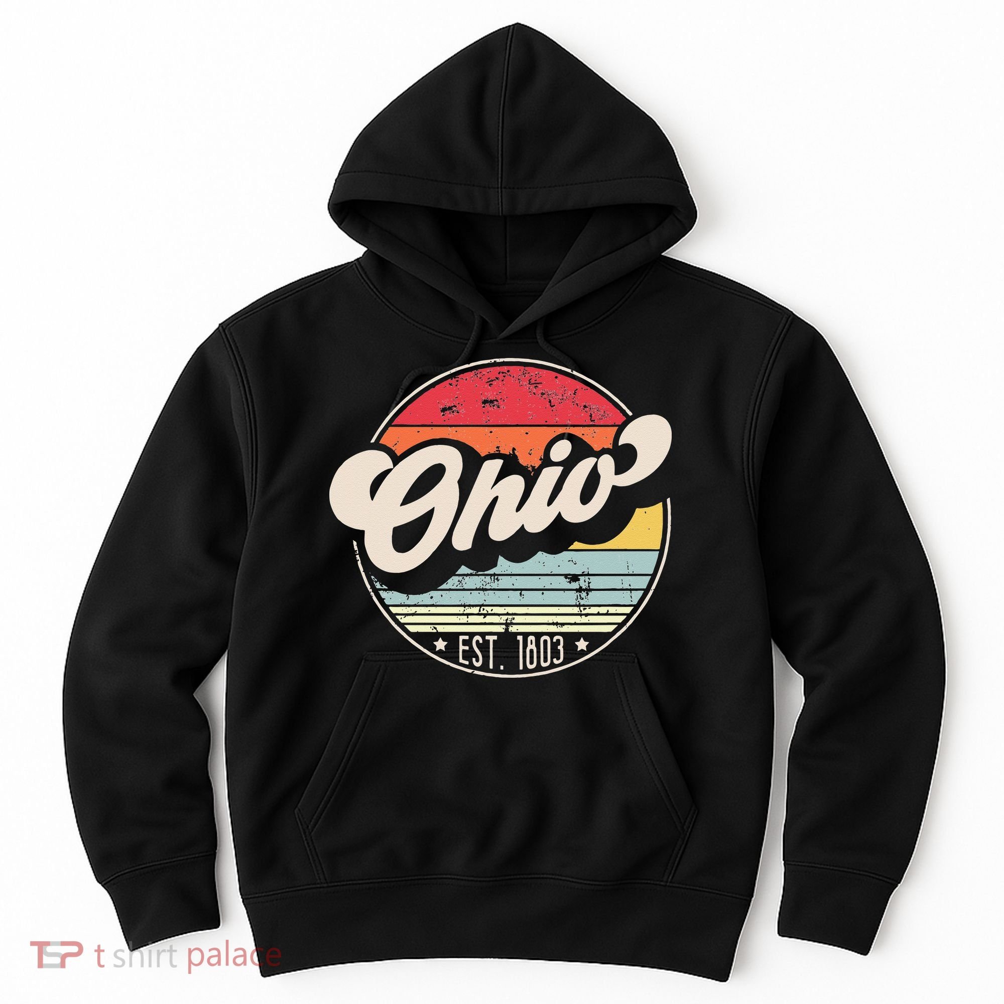 Retro Ohio Home State OH Cool 70s Style Sunset Hoodie