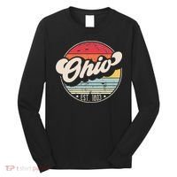 Retro Ohio Home State OH Cool 70s Style Sunset Long Sleeve Shirt thumb 0