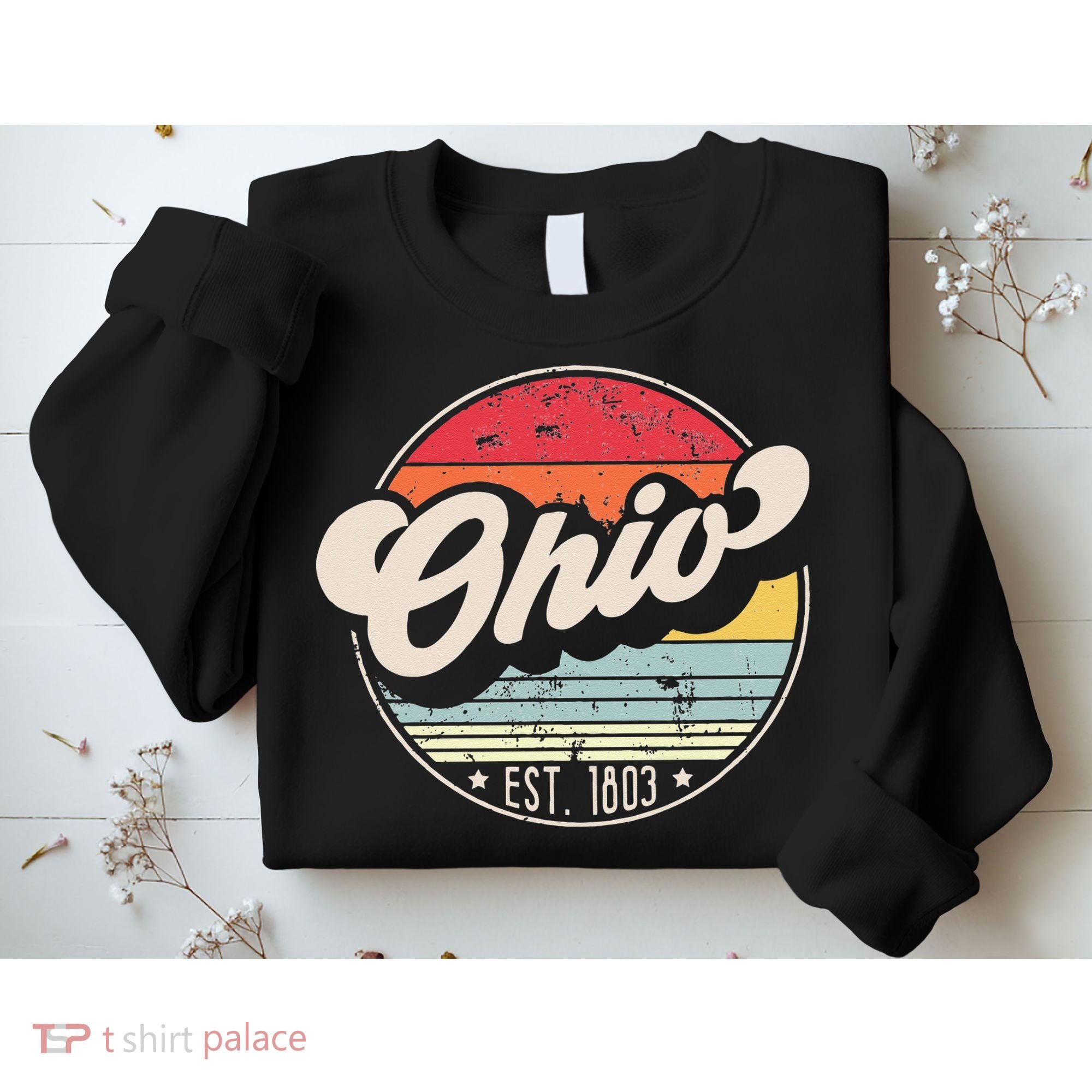 Retro Ohio Home State OH Cool 70s Style Sunset Sweatshirt