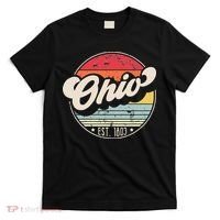 Retro Ohio Home State OH Cool 70s Style Sunset T-Shirt thumb 0