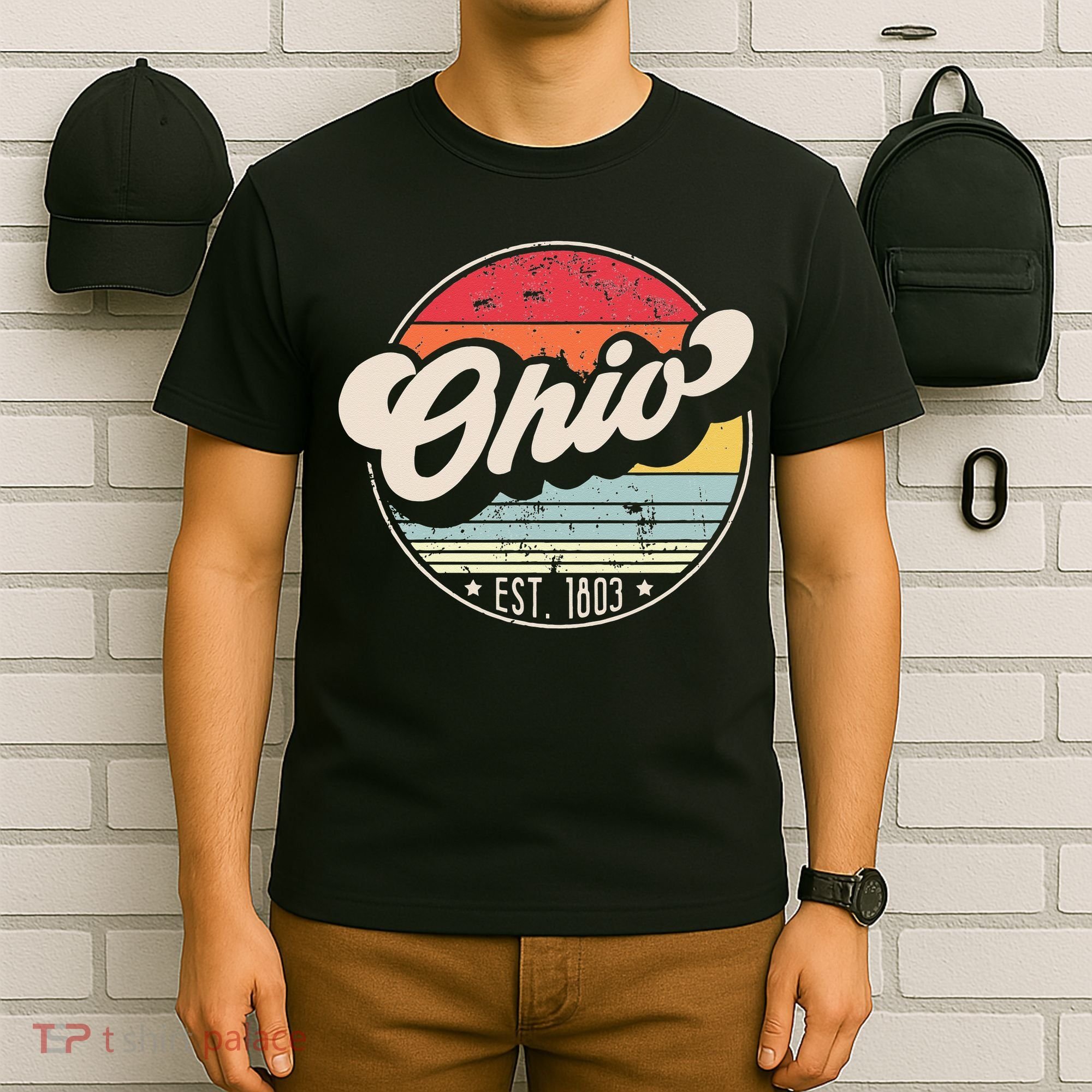 Retro Ohio Home State OH Cool 70s Style Sunset T-Shirt
