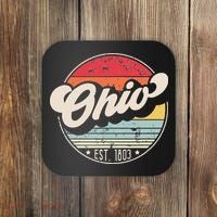 Retro Ohio Home State OH Cool 70s Style Sunset Coaster thumb 0