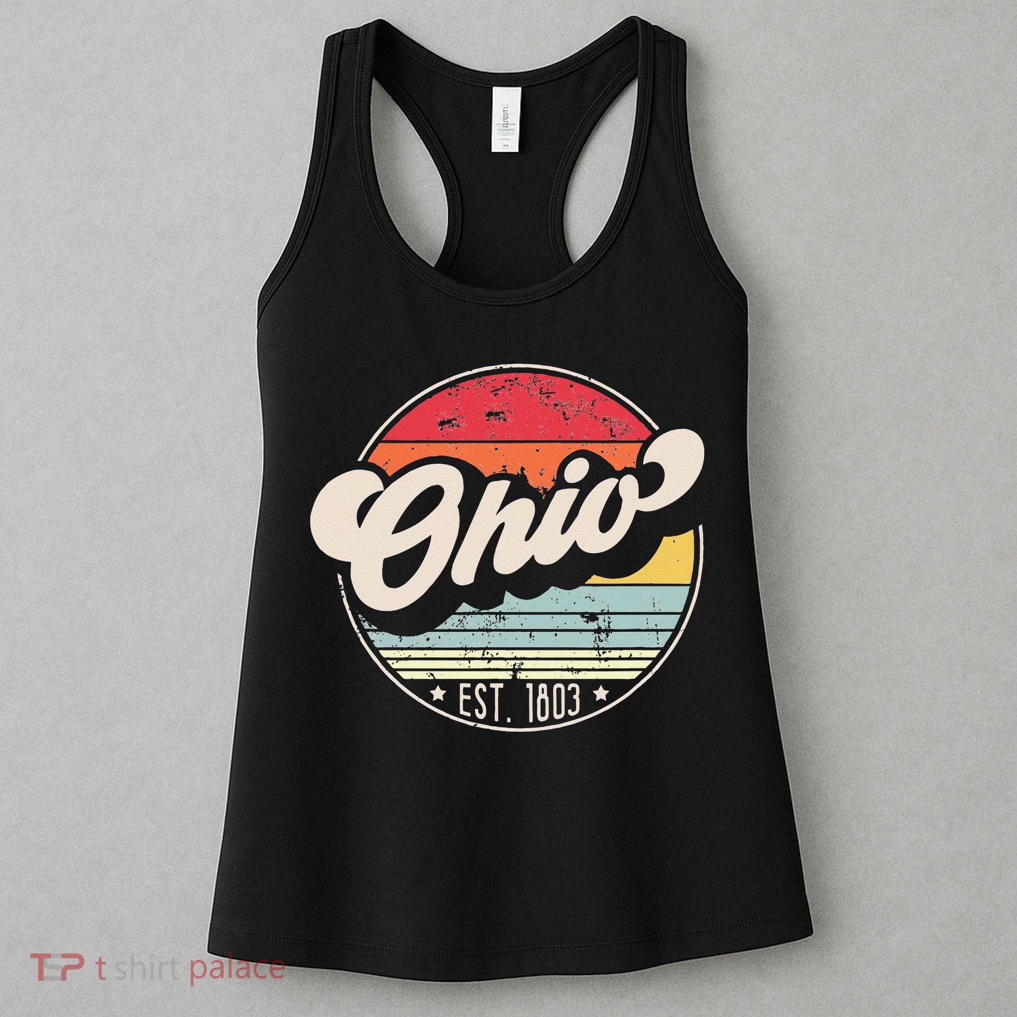 Retro Ohio Home State OH Cool 70s Style Sunset Women's Tank Top