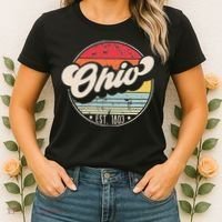 Retro Ohio Home State OH Cool 70s Style Sunset Women's T-Shirt thumb 2