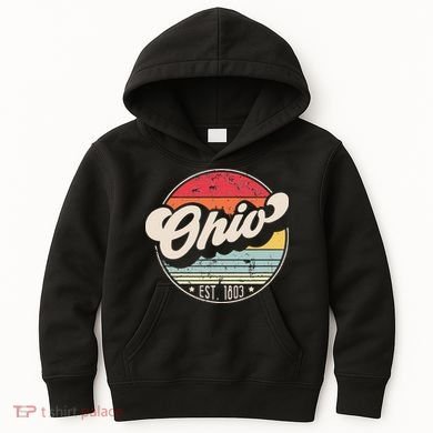Retro Ohio Home State OH Cool 70s Style Sunset Kids Hoodie