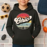 Retro Ohio Home State OH Cool 70s Style Sunset Kids Hoodie thumb 2