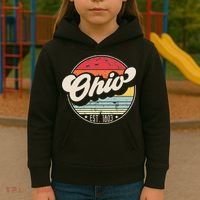 Retro Ohio Home State OH Cool 70s Style Sunset Kids Hoodie thumb 3