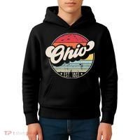 Retro Ohio Home State OH Cool 70s Style Sunset Kids Hoodie thumb 4