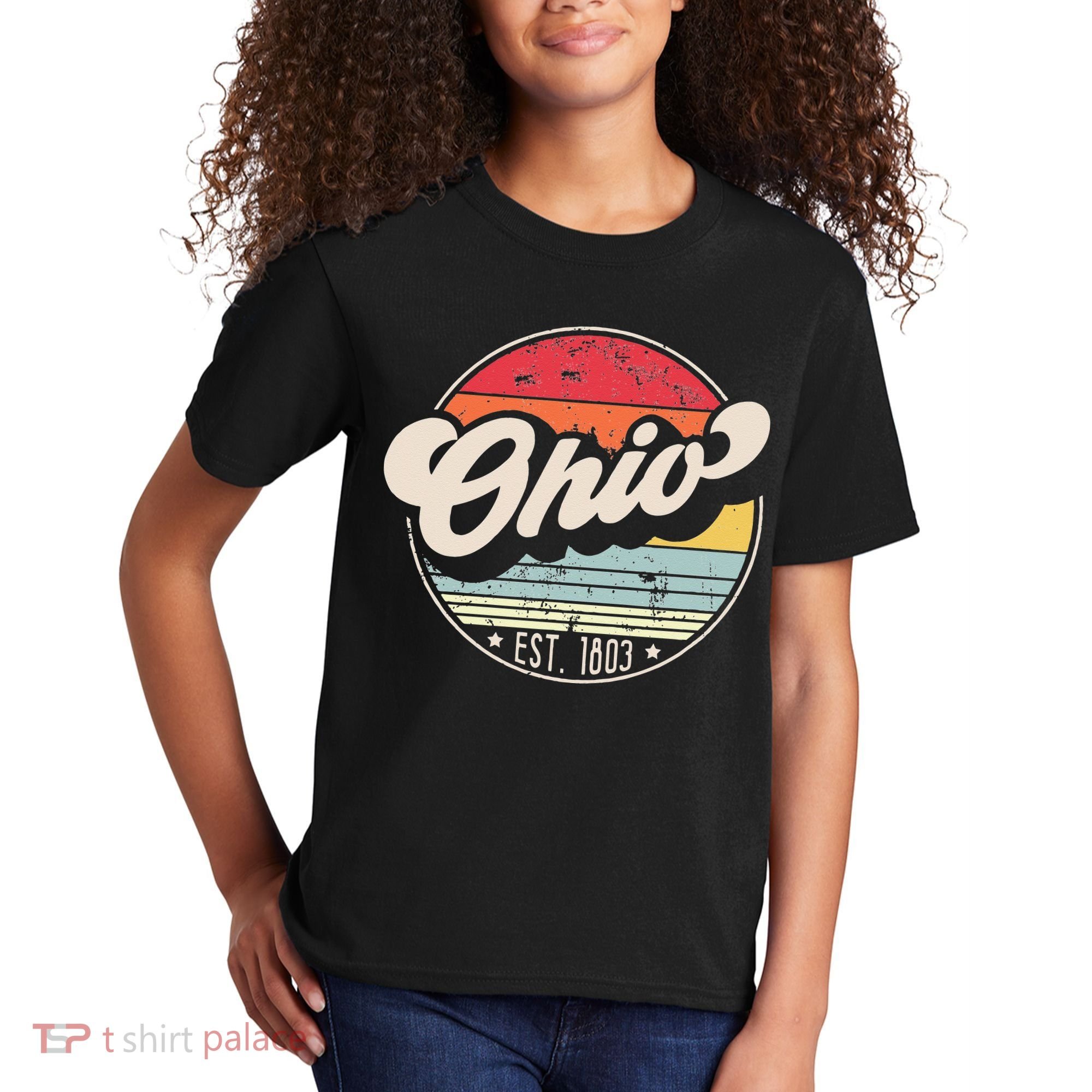 Retro Ohio Home State OH Cool 70s Style Sunset Kids T-Shirt