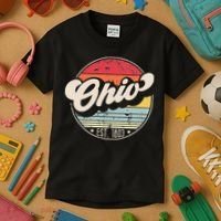 Retro Ohio Home State OH Cool 70s Style Sunset Kids T-Shirt thumb 3