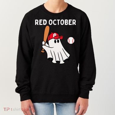 Red October Halloween Philadelphia Baseball Ghost Women's Sweatshirt