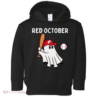 Red October Halloween Philadelphia Baseball Ghost Toddler Hoodie