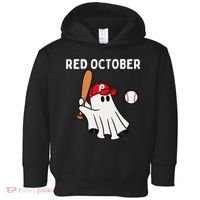 Red October Halloween Philadelphia Baseball Ghost Toddler Hoodie thumb 0
