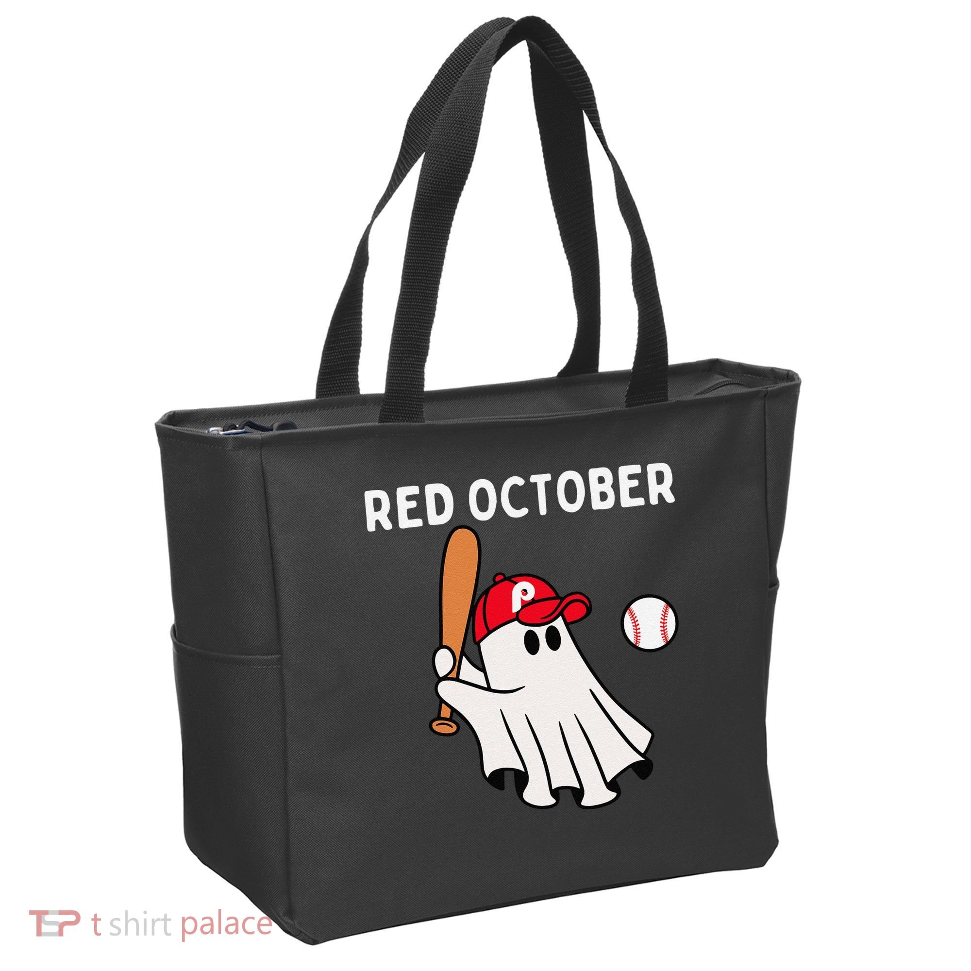Red October Halloween Philadelphia Baseball Ghost Tote Bag