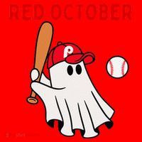 Red October Halloween Philadelphia Baseball Ghost Santa Hat thumb 1