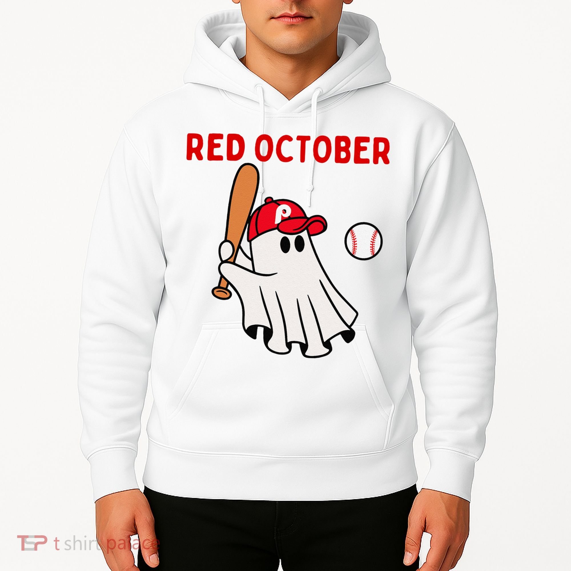 Red October Halloween Philadelphia Baseball Ghost Hoodie