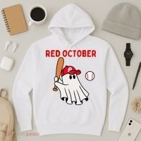 Red October Halloween Philadelphia Baseball Ghost Hoodie thumb 3