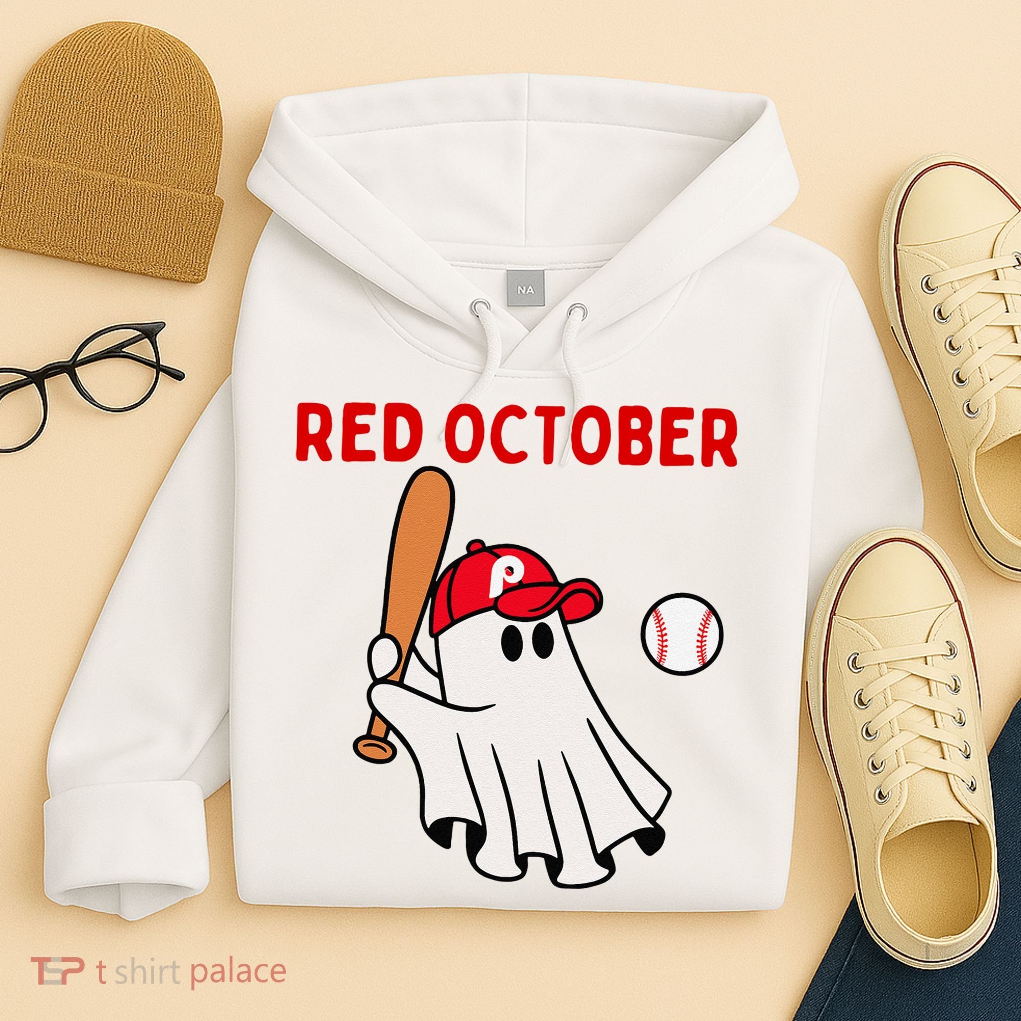 Red October Halloween Philadelphia Baseball Ghost Hoodie