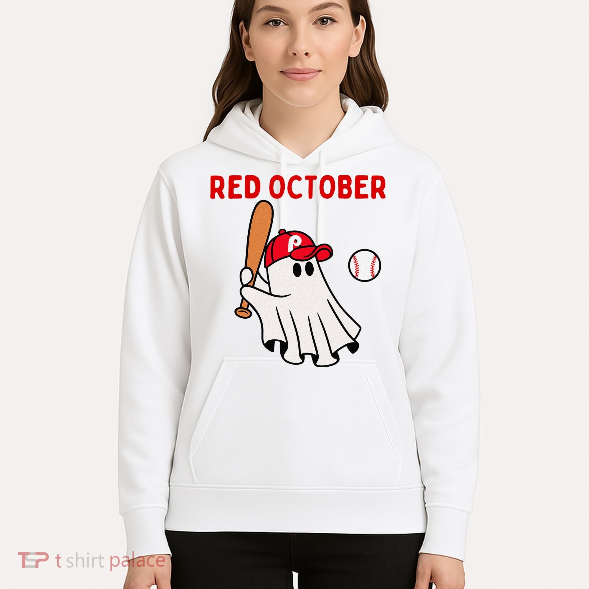 Red October Halloween Philadelphia Baseball Ghost Hoodie