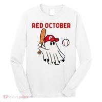 Red October Halloween Philadelphia Baseball Ghost Long Sleeve Shirt thumb 0