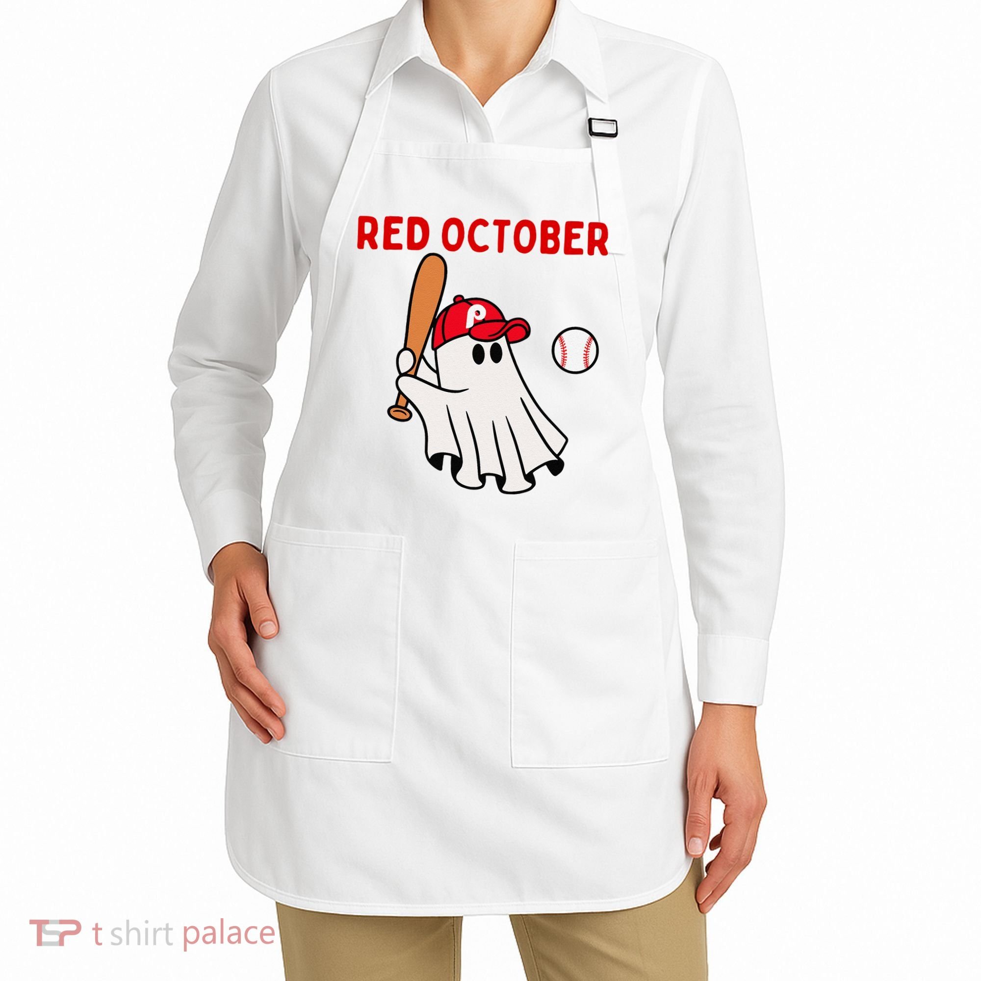 Red October Halloween Philadelphia Baseball Ghost Apron