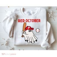 Red October Halloween Philadelphia Baseball Ghost Sweatshirt thumb 2