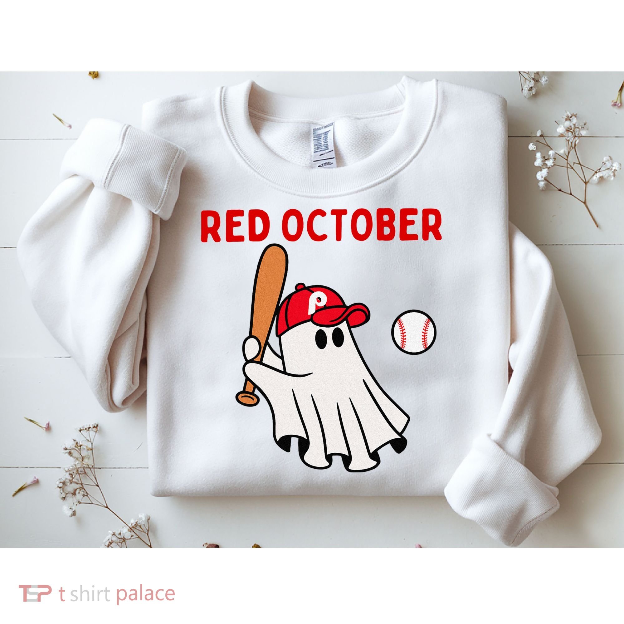Red October Halloween Philadelphia Baseball Ghost Sweatshirt