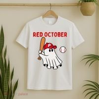 Red October Halloween Philadelphia Baseball Ghost T-Shirt thumb 2