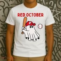 Red October Halloween Philadelphia Baseball Ghost T-Shirt thumb 3