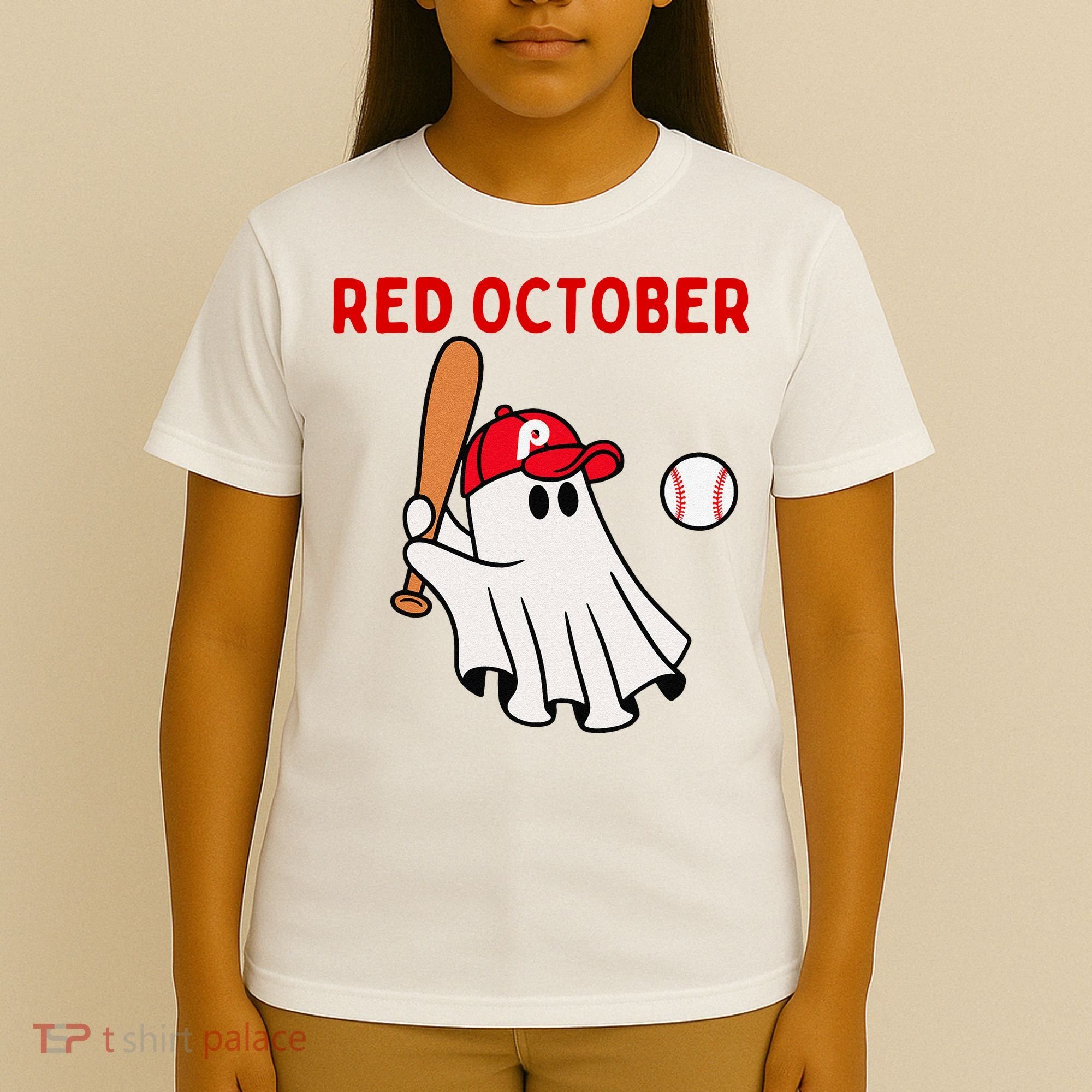 Red October Halloween Philadelphia Baseball Ghost T-Shirt