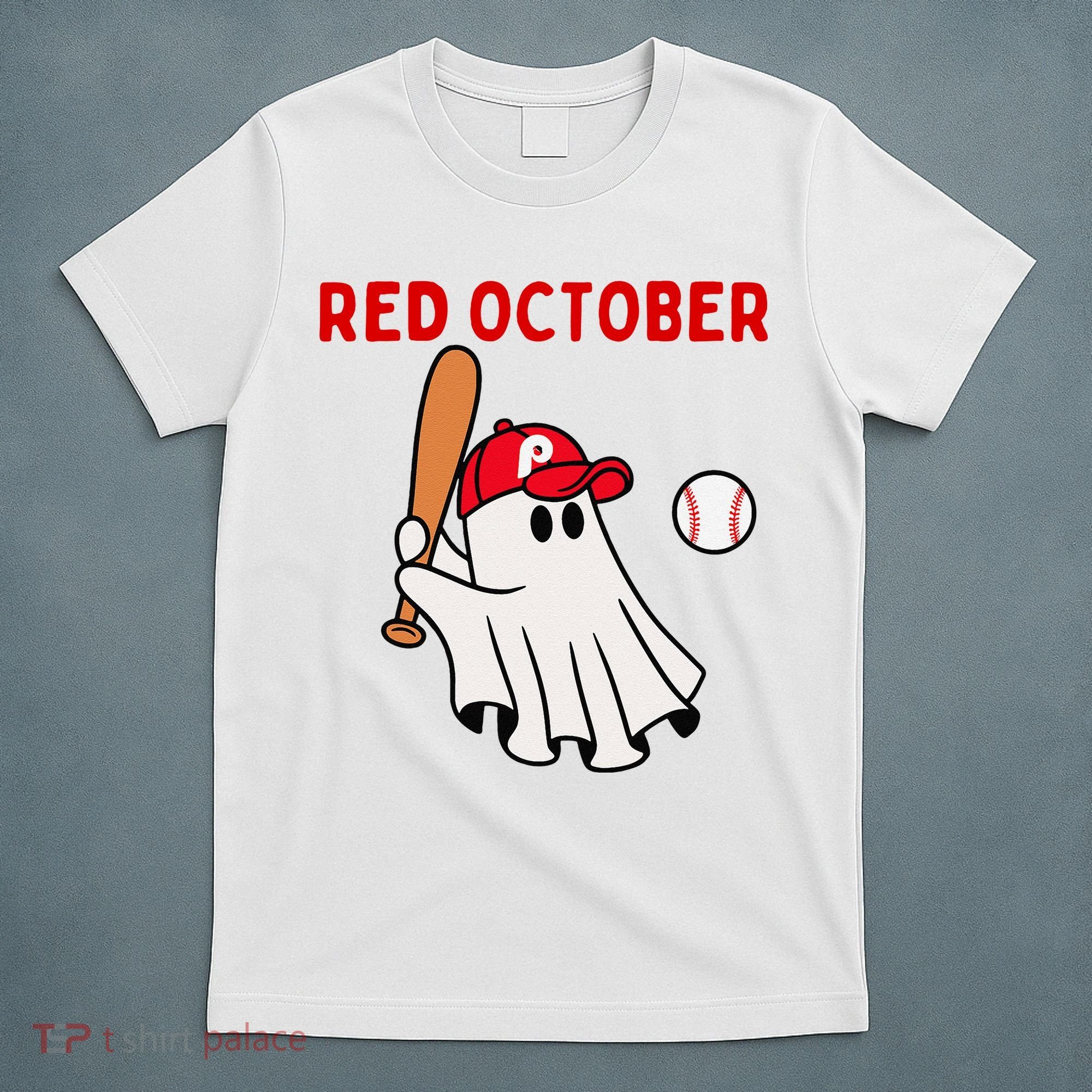 Red October Halloween Philadelphia Baseball Ghost T-Shirt