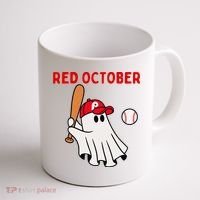 Red October Halloween Philadelphia Baseball Ghost Coffee Mug thumb 1
