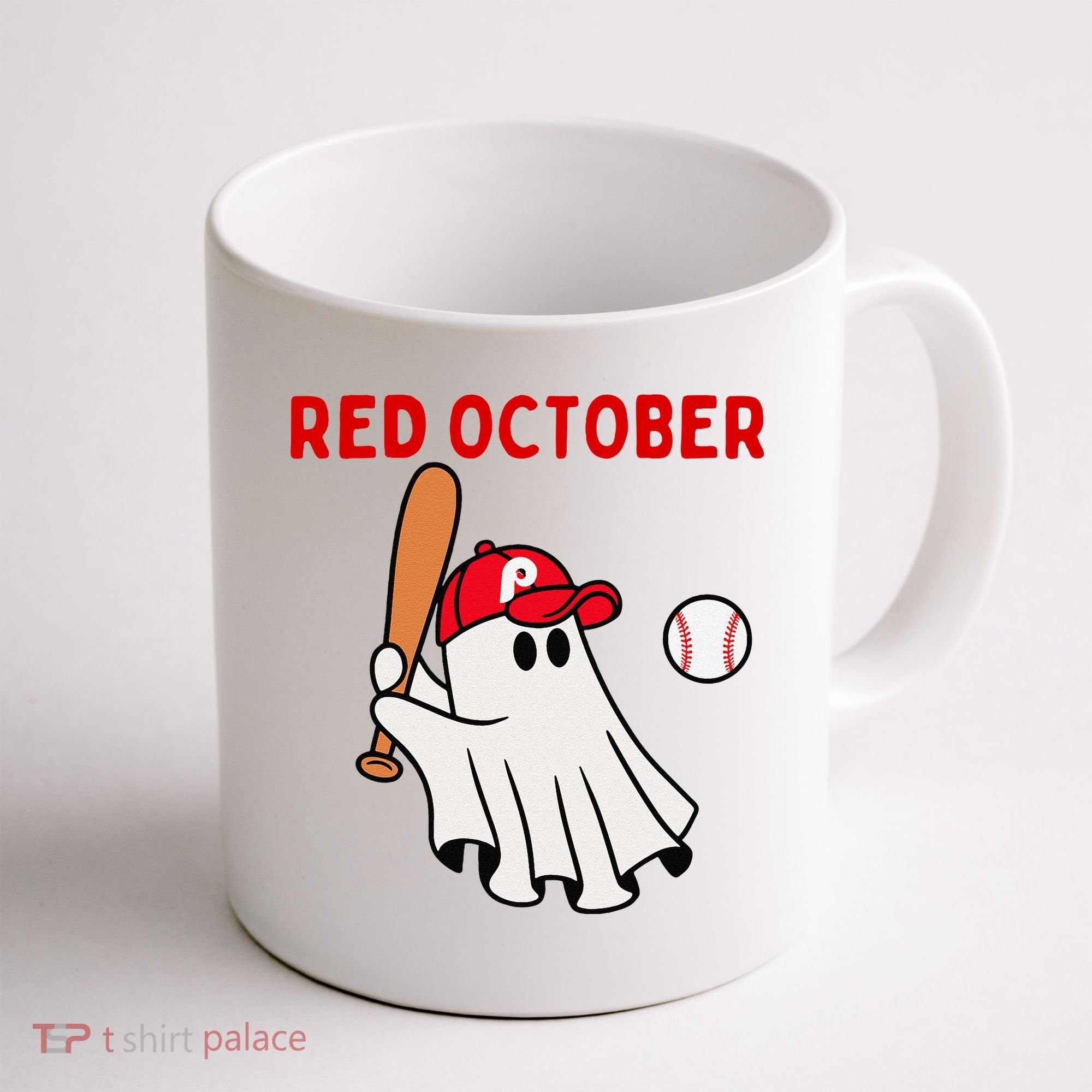 Red October Halloween Philadelphia Baseball Ghost Coffee Mug