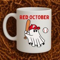 Red October Halloween Philadelphia Baseball Ghost Coffee Mug thumb 2