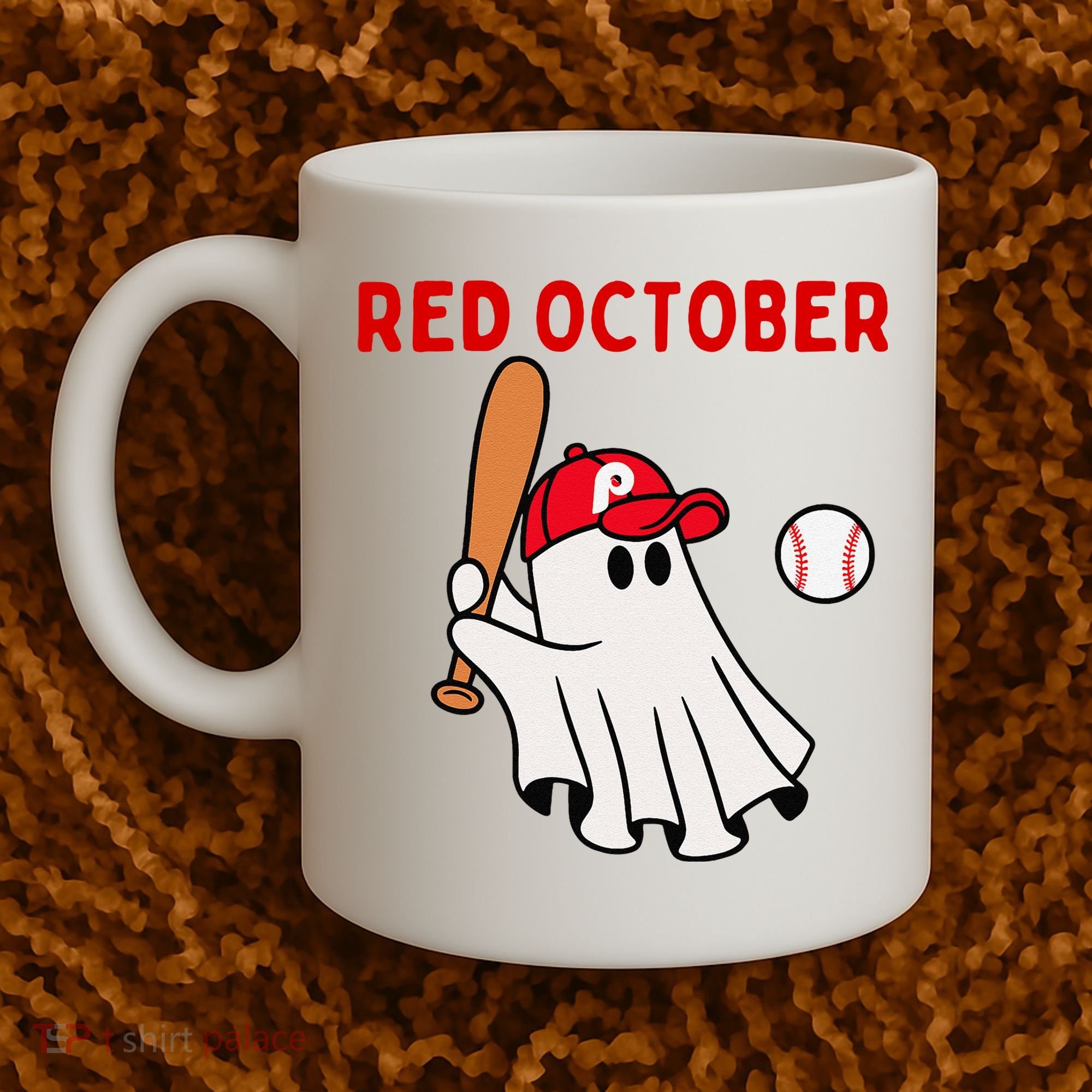 Red October Halloween Philadelphia Baseball Ghost Coffee Mug