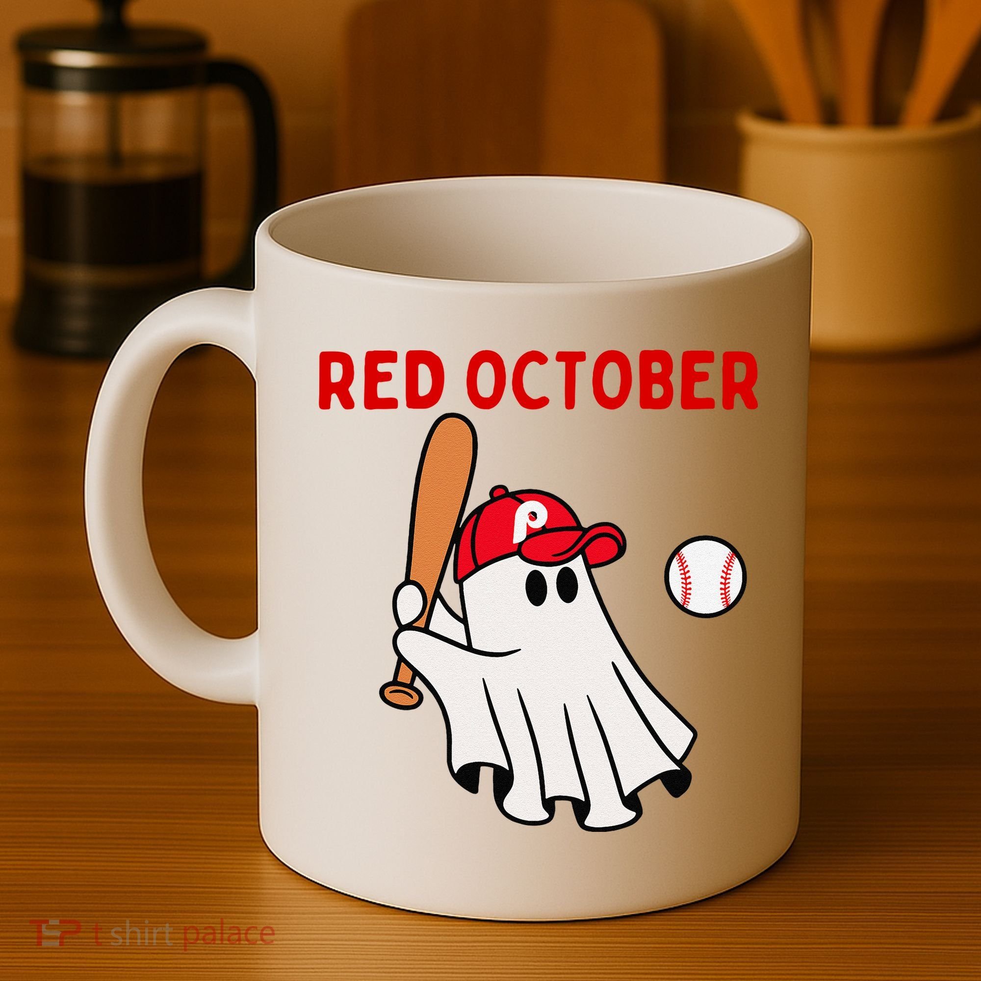 Red October Halloween Philadelphia Baseball Ghost Coffee Mug