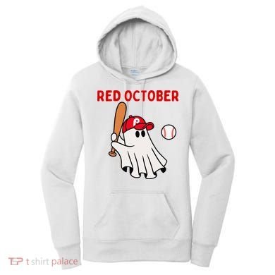 Red October Halloween Philadelphia Baseball Ghost Women's Hoodie