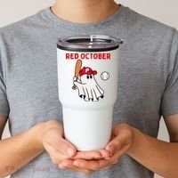Red October Halloween Philadelphia Baseball Ghost Tumbler thumb 2