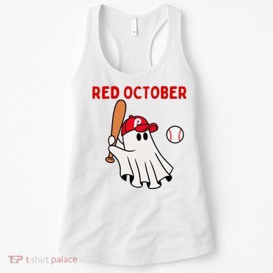 Red October Halloween Philadelphia Baseball Ghost Women's Tank Top