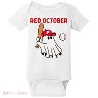 Red October Halloween Philadelphia Baseball Ghost Baby Bodysuit thumb 0