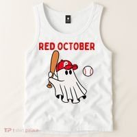 Red October Halloween Philadelphia Baseball Ghost Tank Top thumb 2