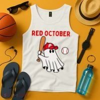 Red October Halloween Philadelphia Baseball Ghost Tank Top thumb 4