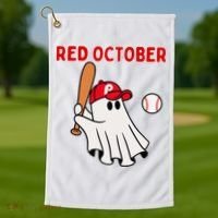 Red October Halloween Philadelphia Baseball Ghost Golf Towel thumb 1