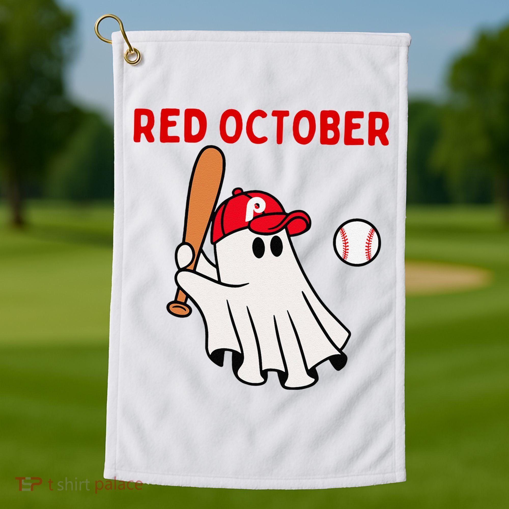 Red October Halloween Philadelphia Baseball Ghost Golf Towel